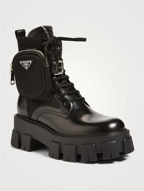 prada knee-high boots|high heeled designer combat boots.